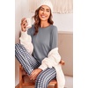 image:imageEkouaer Pajama Sets for Women 2 Piece Plaid Pjs Long Sleeve Lounge Sets Comfy Gingham Nightwear with PocketsGrey and White Plaid