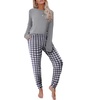 image:imageEkouaer Pajama Sets for Women 2 Piece Plaid Pjs Long Sleeve Lounge Sets Comfy Gingham Nightwear with PocketsGrey and White Plaid