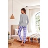 image:imageEkouaer Pajama Sets for Women 2 Piece Plaid Pjs Long Sleeve Lounge Sets Comfy Gingham Nightwear with PocketsLight Pink Plaid