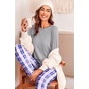image:imageEkouaer Pajama Sets for Women 2 Piece Plaid Pjs Long Sleeve Lounge Sets Comfy Gingham Nightwear with PocketsLight Pink Plaid