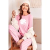image:imageEkouaer Pajama Sets for Women 2 Piece Plaid Pjs Long Sleeve Lounge Sets Comfy Gingham Nightwear with PocketsPink Striped