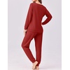 image:imageEkouaer Pajama Sets for Women 2 Piece Plaid Pjs Long Sleeve Lounge Sets Comfy Gingham Nightwear with PocketsRed