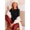 image:imageEkouaer Pajama Sets for Women 2 Piece Plaid Pjs Long Sleeve Lounge Sets Comfy Gingham Nightwear with PocketsRed and Black Plaid