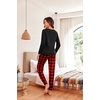 image:imageEkouaer Pajama Sets for Women 2 Piece Plaid Pjs Long Sleeve Lounge Sets Comfy Gingham Nightwear with PocketsRed and Black Plaid
