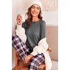 image:imageEkouaer Pajama Sets for Women 2 Piece Plaid Pjs Long Sleeve Lounge Sets Comfy Gingham Nightwear with PocketsRed and Grey Plaid