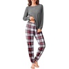 image:imageEkouaer Pajama Sets for Women 2 Piece Plaid Pjs Long Sleeve Lounge Sets Comfy Gingham Nightwear with PocketsRed and Grey Plaid