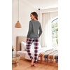 image:imageEkouaer Pajama Sets for Women 2 Piece Plaid Pjs Long Sleeve Lounge Sets Comfy Gingham Nightwear with PocketsRed and Grey Plaid