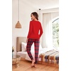 image:imageEkouaer Pajama Sets for Women 2 Piece Plaid Pjs Long Sleeve Lounge Sets Comfy Gingham Nightwear with PocketsRed and White Plaid