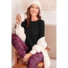 image:imageEkouaer Pajama Sets for Women 2 Piece Plaid Pjs Long Sleeve Lounge Sets Comfy Gingham Nightwear with PocketsRose Leopard