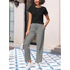 image:imageEkouaer Pajama Sets for Women Round Neck Pjs Short Sleeve Sleepwear with Long Pants Loose Lounge SetsBlack White Striped