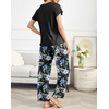 image:imageEkouaer Pajama Sets for Women Round Neck Pjs Short Sleeve Sleepwear with Long Pants Loose Lounge SetsBlackblue Flower