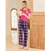 image:imageEkouaer Pajama Sets for Women Round Neck Pjs Short Sleeve Sleepwear with Long Pants Loose Lounge SetsBlackpink Plaid