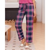 image:imageEkouaer Pajama Sets for Women Round Neck Pjs Short Sleeve Sleepwear with Long Pants Loose Lounge SetsBlackpink Plaid