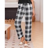 image:imageEkouaer Pajama Sets for Women Round Neck Pjs Short Sleeve Sleepwear with Long Pants Loose Lounge SetsBlackwhite Plaid