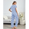 image:imageEkouaer Pajama Sets for Women Round Neck Pjs Short Sleeve Sleepwear with Long Pants Loose Lounge SetsBlue Flower Bouquet