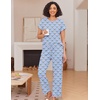 image:imageEkouaer Pajama Sets for Women Round Neck Pjs Short Sleeve Sleepwear with Long Pants Loose Lounge SetsBlue Flower Bouquet