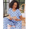 image:imageEkouaer Pajama Sets for Women Round Neck Pjs Short Sleeve Sleepwear with Long Pants Loose Lounge SetsBlue Flower Bouquet