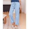 image:imageEkouaer Pajama Sets for Women Round Neck Pjs Short Sleeve Sleepwear with Long Pants Loose Lounge SetsBlue Leaves