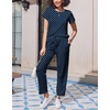 image:imageEkouaer Pajama Sets for Women Round Neck Pjs Short Sleeve Sleepwear with Long Pants Loose Lounge SetsBlue Polka Dots