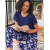 image:imageEkouaer Pajama Sets for Women Round Neck Pjs Short Sleeve Sleepwear with Long Pants Loose Lounge SetsBluenavy Flamingo