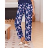 image:imageEkouaer Pajama Sets for Women Round Neck Pjs Short Sleeve Sleepwear with Long Pants Loose Lounge SetsBluenavy Flamingo