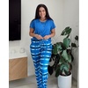 image:imageEkouaer Pajama Sets for Women Round Neck Pjs Short Sleeve Sleepwear with Long Pants Loose Lounge SetsBluewhite Plaid