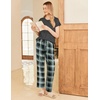 image:imageEkouaer Pajama Sets for Women Round Neck Pjs Short Sleeve Sleepwear with Long Pants Loose Lounge SetsDeep Greywhite Plaid