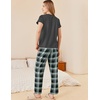 image:imageEkouaer Pajama Sets for Women Round Neck Pjs Short Sleeve Sleepwear with Long Pants Loose Lounge SetsDeep Greywhite Plaid