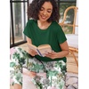 image:imageEkouaer Pajama Sets for Women Round Neck Pjs Short Sleeve Sleepwear with Long Pants Loose Lounge SetsGreen Hawaii Trees