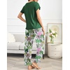 image:imageEkouaer Pajama Sets for Women Round Neck Pjs Short Sleeve Sleepwear with Long Pants Loose Lounge SetsGreen Hawaii Trees