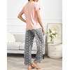 image:imageEkouaer Pajama Sets for Women Round Neck Pjs Short Sleeve Sleepwear with Long Pants Loose Lounge SetsGrey Star