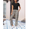 image:imageEkouaer Pajama Sets for Women Round Neck Pjs Short Sleeve Sleepwear with Long Pants Loose Lounge SetsLeopard