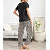 image:imageEkouaer Pajama Sets for Women Round Neck Pjs Short Sleeve Sleepwear with Long Pants Loose Lounge SetsLeopard