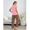 image:imageEkouaer Pajama Sets for Women Round Neck Pjs Short Sleeve Sleepwear with Long Pants Loose Lounge SetsLeopard Pink