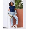 image:imageEkouaer Pajama Sets for Women Round Neck Pjs Short Sleeve Sleepwear with Long Pants Loose Lounge SetsNavy Blue Star