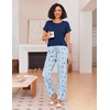 image:imageEkouaer Pajama Sets for Women Round Neck Pjs Short Sleeve Sleepwear with Long Pants Loose Lounge SetsNavy Blue Star