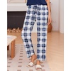 image:imageEkouaer Pajama Sets for Women Round Neck Pjs Short Sleeve Sleepwear with Long Pants Loose Lounge SetsNavy Bluewhite Plaid
