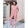 image:imageEkouaer Pajama Sets for Women Round Neck Pjs Short Sleeve Sleepwear with Long Pants Loose Lounge SetsPink Cashew Flower