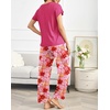 image:imageEkouaer Pajama Sets for Women Round Neck Pjs Short Sleeve Sleepwear with Long Pants Loose Lounge SetsPink Flowers