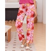 image:imageEkouaer Pajama Sets for Women Round Neck Pjs Short Sleeve Sleepwear with Long Pants Loose Lounge SetsPink Flowers