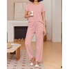 image:imageEkouaer Pajama Sets for Women Round Neck Pjs Short Sleeve Sleepwear with Long Pants Loose Lounge SetsPink Polka Dots