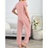 image:imageEkouaer Pajama Sets for Women Round Neck Pjs Short Sleeve Sleepwear with Long Pants Loose Lounge SetsPink Polka Dots