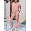 image:imageEkouaer Pajama Sets for Women Round Neck Pjs Short Sleeve Sleepwear with Long Pants Loose Lounge SetsPink Polka Dots