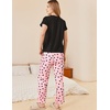 image:imageEkouaer Pajama Sets for Women Round Neck Pjs Short Sleeve Sleepwear with Long Pants Loose Lounge SetsPinkblack Heart