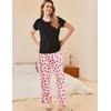 image:imageEkouaer Pajama Sets for Women Round Neck Pjs Short Sleeve Sleepwear with Long Pants Loose Lounge SetsPinkblack Heart