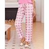 image:imageEkouaer Pajama Sets for Women Round Neck Pjs Short Sleeve Sleepwear with Long Pants Loose Lounge SetsPinkwhite Plaid
