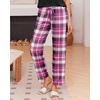 image:imageEkouaer Pajama Sets for Women Round Neck Pjs Short Sleeve Sleepwear with Long Pants Loose Lounge SetsPurplewhite Plaid