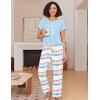image:imageEkouaer Pajama Sets for Women Round Neck Pjs Short Sleeve Sleepwear with Long Pants Loose Lounge SetsTie Dye Blue