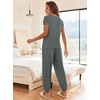 image:imageEkouaer Pajamas for Women 2 Piece Lounge Sets Cap Sleeve Loungewear Top with Joggers Pants SXXLDark Grey