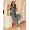 image:imageEkouaer Pajamas for Women 2 Piece Lounge Sets Cap Sleeve Loungewear Top with Joggers Pants SXXLDark Grey